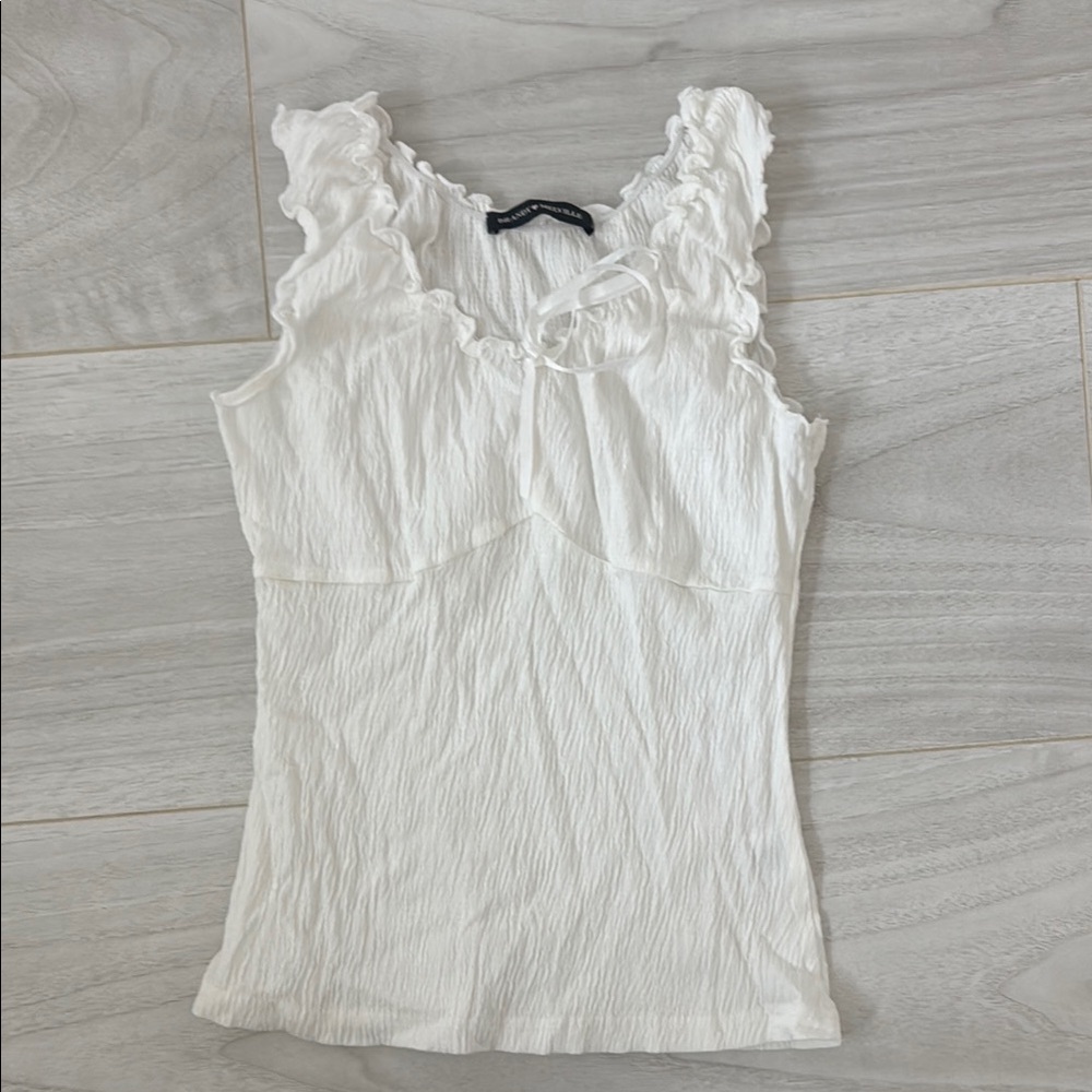 Brandy Melville White Ruffled Women's Top